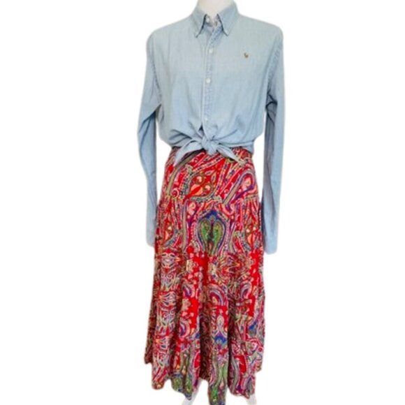 Ralph Lauren Vintage Chambray Denim Button Down Shirt Women's 14 - Picture 1 of 8